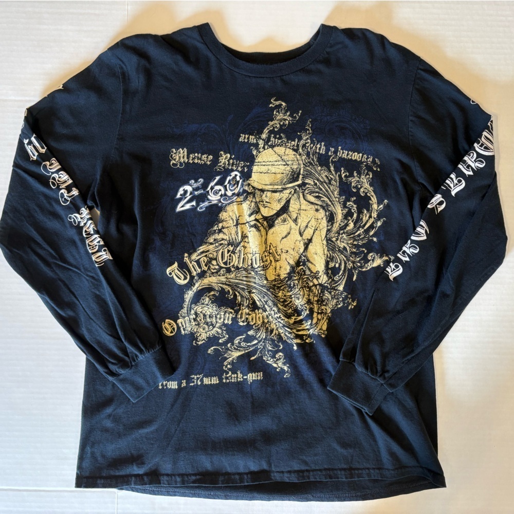 Vintage Apprime Y2K “Courage Above All” black graphic long sleeve t-shirt Large
